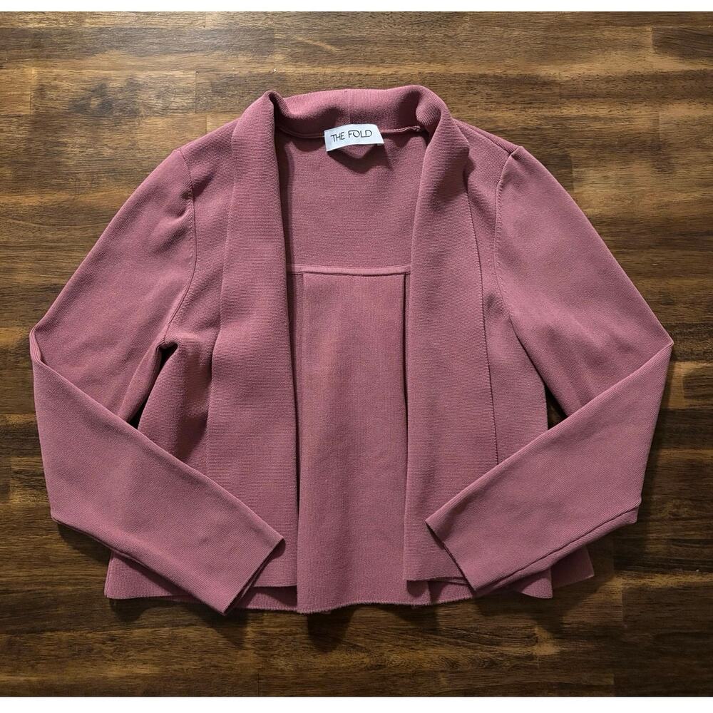 The Fold London Womens Small Cropped Knit Shrug Jacket Cardigan Open Front Boxy